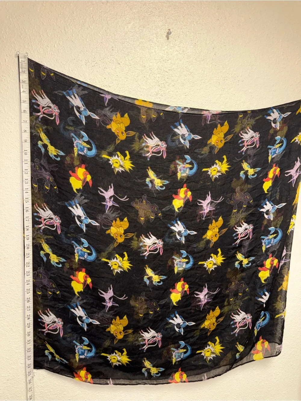 Bioworld Black Infinity Scarf with Yellow, Pink, Blue and Red Character Motifs